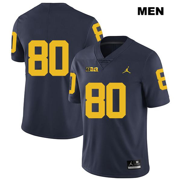 Men's NCAA Michigan Wolverines Hunter Neff #80 No Name Navy Jordan Brand Authentic Stitched Legend Football College Jersey DP25X31LN